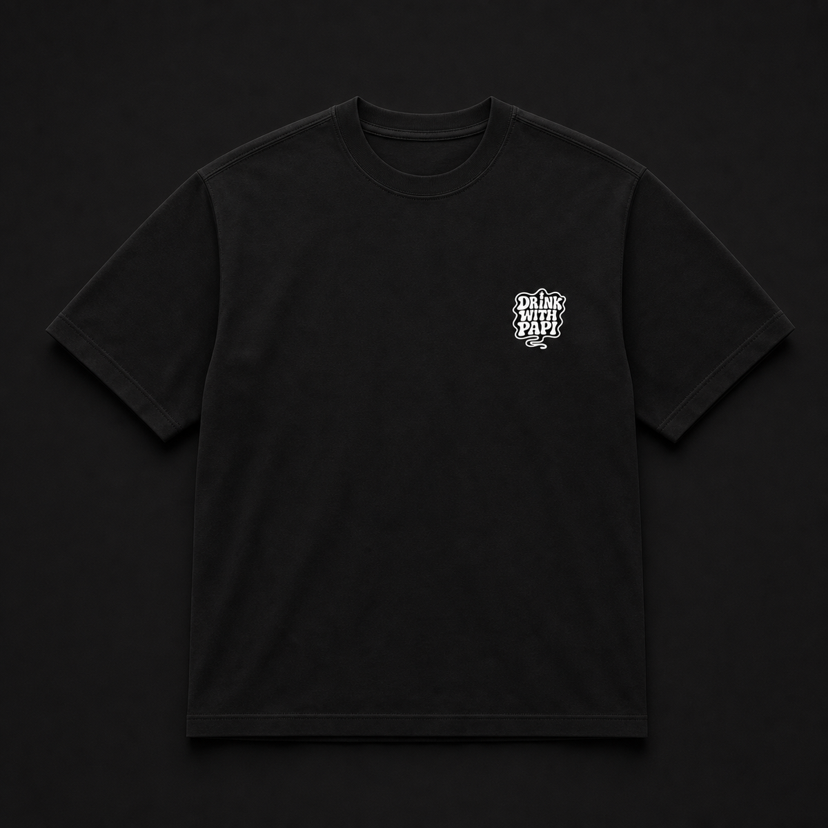 DWP Tee black with left chest Drink With Papi badge logo