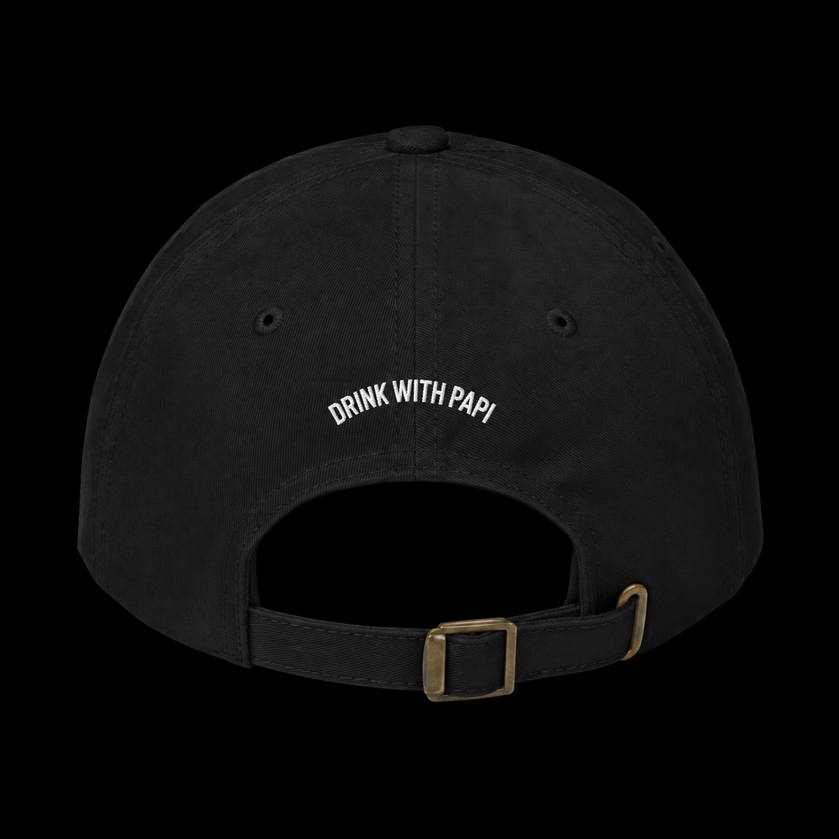 Kiss and Tell Hat — black, back view on a black background